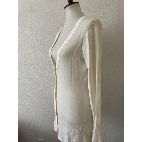 L'Agence Sweater Cardigan Lucas Ribbed V Neck Bell Sleeve Knit - Picture 5 of 12